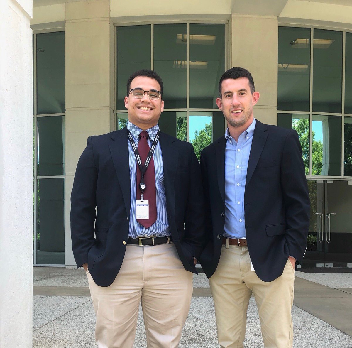 CoachRosenbury's tweet photo. Senior offensive lineman Zavier Chisholm-Hensley is interning with Volvo Financial Services this summer with their North American Transaction Services division. He’s pictured here with his @Kenyon_AMP Carlo Gagliardo. #GoLords #NextOneWins #brainsandbrawn https://t.co/7BSKJuMRLN