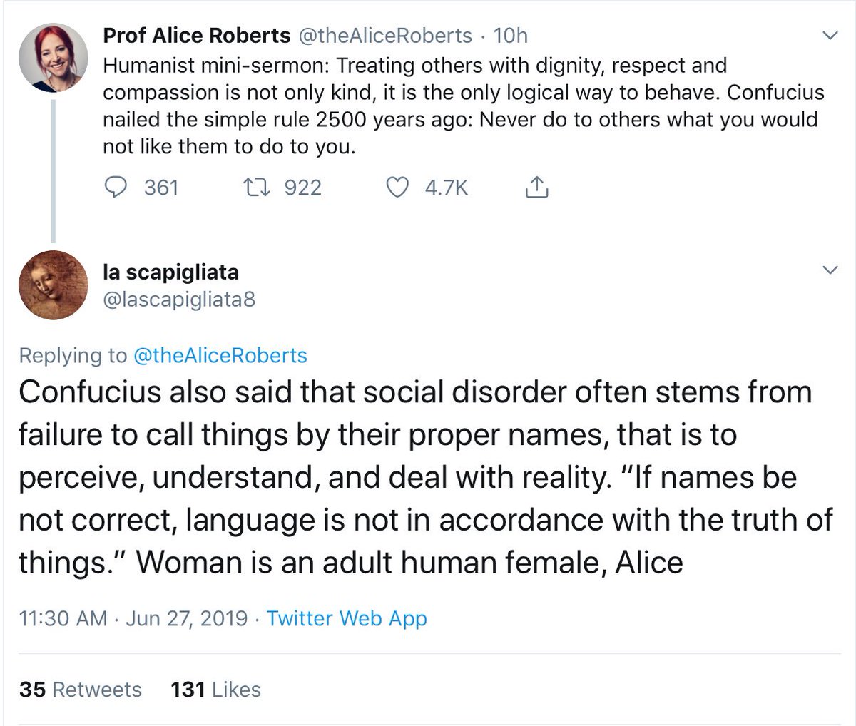 I’m not sure I’ll ever have a bigger twitter win than this one, so I’m allowed to brag. Tragedy of celebrity gender lobbyism in three acts, with strong female characters to boot. 