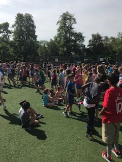 John Wanless Final Assembly of the Year ending with an outdoor exclamation mark or two.