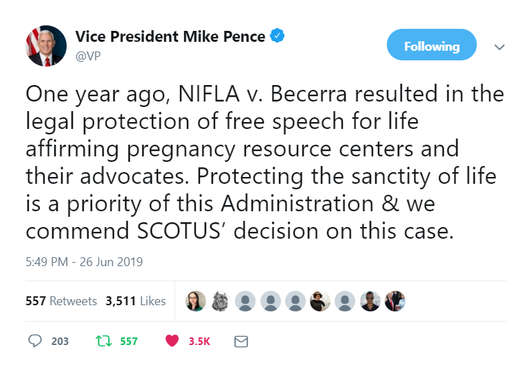 Thank you for your support, @VP Vice President Mike Pence! We are so happy that this administration is the most #ProLife in history! @WhiteHouse @POTUS @realDonaldTrump #GiveFreeSpeechLife #FreeSpeech