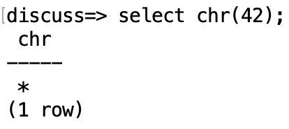 drchuck's tweet photo. I was playing with @PostgreSQL for my @UMSI #UMSIMADS course on SQL and typed the following command. Trying to figure out if it means something. https://t.co/03PUHpUfwN