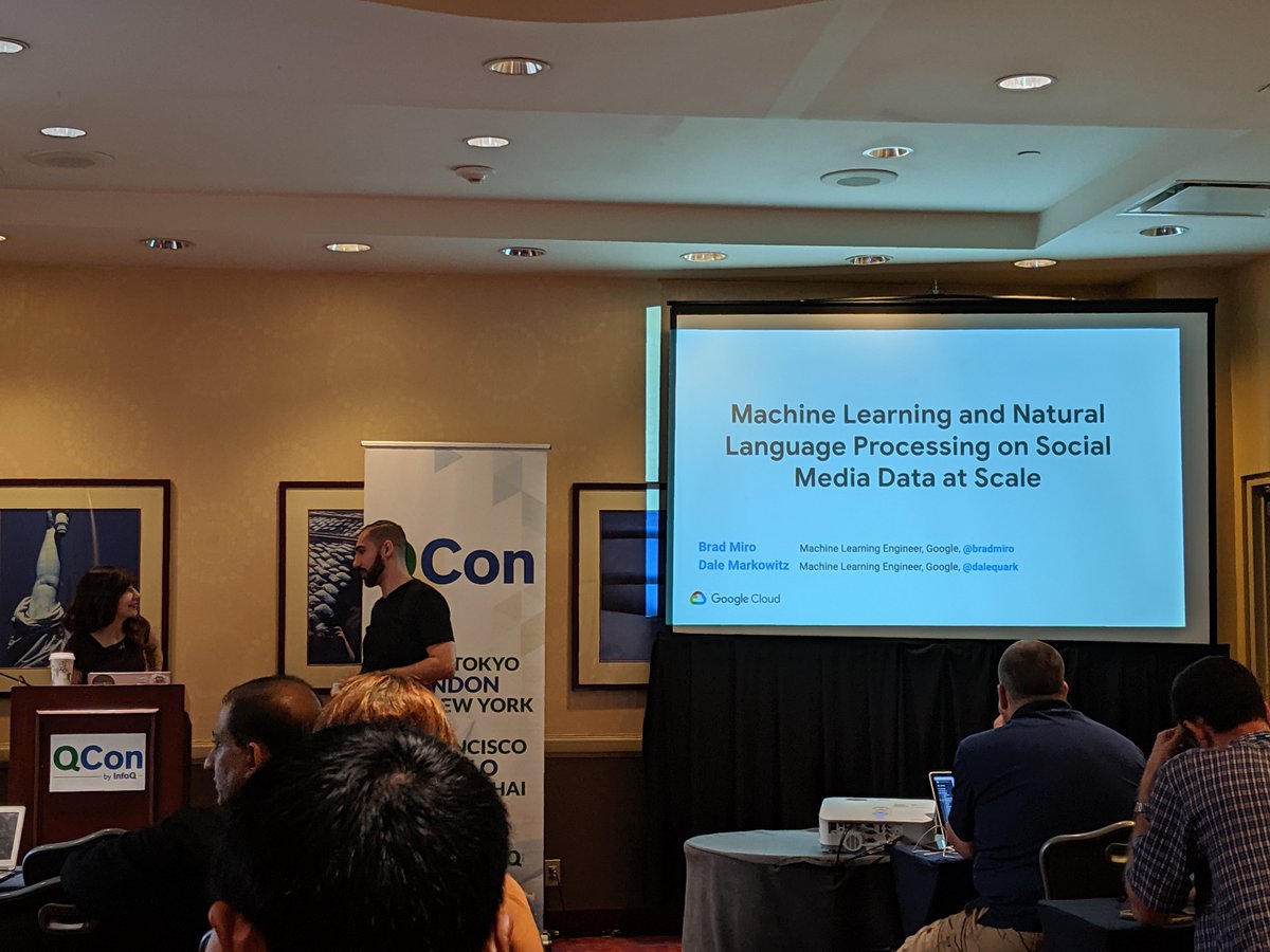 johnwiegert's tweet photo. Really enjoyed the workshop today by @dalequark and @bradmiro at @qconnewyork on NLP and #MachineLearning https://t.co/0pEfMGGULV