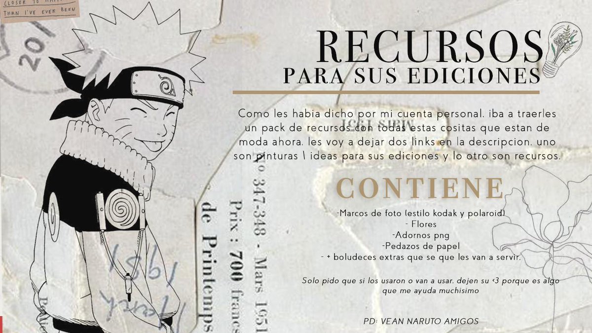 PACK DE RECURSOS; bueno lo prometido es deuda, solo les pido que me dejen FAV si los van a usar, eso me ayuda mucho. QUE LO DISFRUTEN ♡
LINK; bit.ly/2XwfAt6
INSPIRACIONES; bit.ly/2xiIYo2
PINTURAS; bit.ly/2LxdDGz
-<a href="/imnxtxkaymcr/">Kris</a>