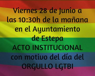 cimestepa's tweet photo. Viernes 28 de junio, actividades con motivo del día del orgullo lgtbi.#EstepaIgualdadEducacionyMujer. @DIPUSEVI @IgualdadAND https://t.co/PF3JfLVHTZ