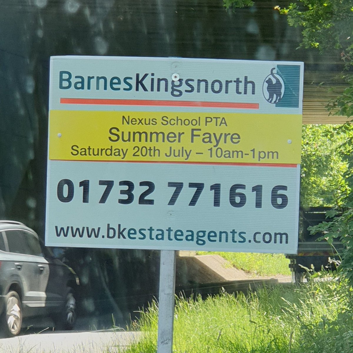 PtaNexus's tweet photo. Thanks to the support of local Estate Agents @bkingsnorth the boards are going up advertising the Nexus School PTA Summer Fair 2019.

#NexusSchoolPTA #NexusSchoolKent #summerfair2019 #fundraising #tonbridge #stallholderswanted #donationsneeded #raisingfunds #specialneedsschool https://t.co/PdYvxZkzBp