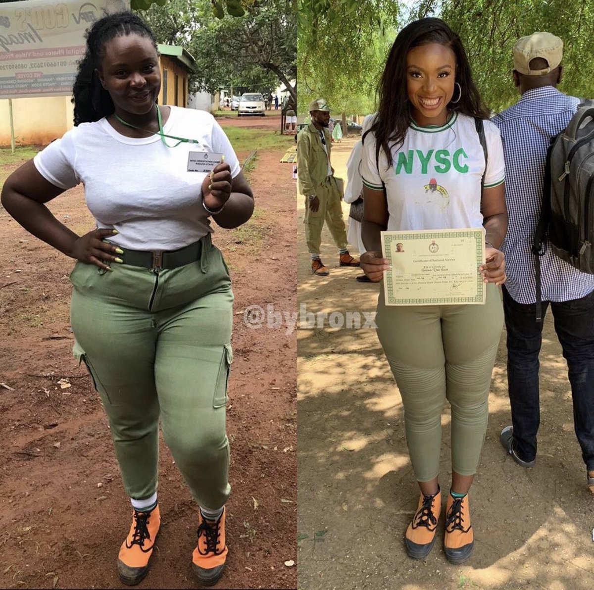 gyftama's tweet photo. How she started NYSC VS how she finished 💪 So inspiring 🙌😍 https://t.co/TKldxq7y0C