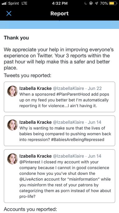 Helping twitter get rid of people that think they have rights over other people&rsquo;s bodies 🤝 https://t