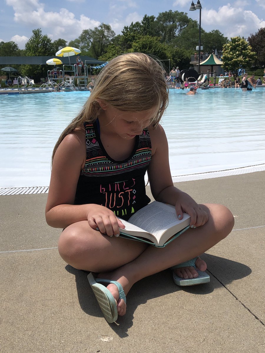 SwedbergsRead's tweet photo. Pool break = time to read! She’s on her second #BattleBook @DanGemeinhart The Remarkable Journey of Coyote Sunrise and making many #TextToWorldConnections. 📚💦#BeebeReads https://t.co/r6zW0Z9Z9T