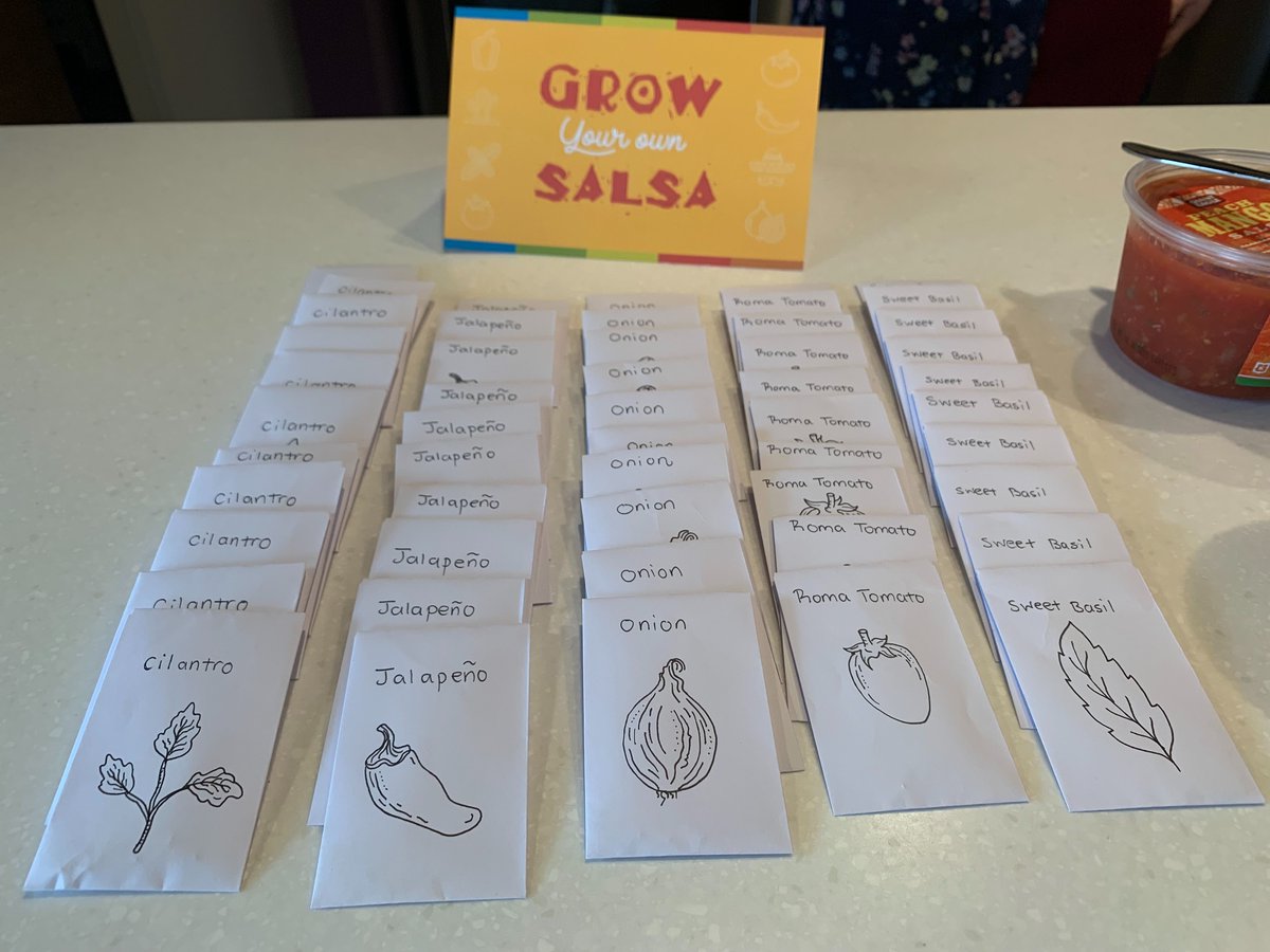 Our in-house farmers, Angela and Ryan, provided Tostitos and salsa for our monthly Random Act of Kindness! They also surprised us with a salsa-garden seed kit. Each seed packet was hand-drawn and packed by Angela. 
Check out her gardening blog heirloomangela.com