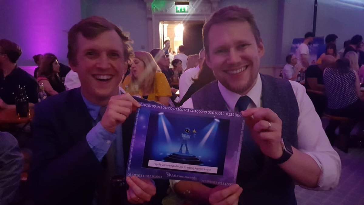 PiersTincknell's tweet image. So proud! @atomicsmash get the runners up prize for Best Plavce to Work in Tech! #SPARkies 🏆 AMAZING! 👏🏼👏🏼👏🏼