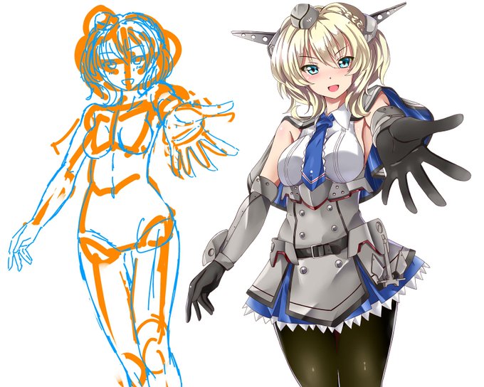 #このタグを見た人はラフ画とその完成絵を見せる 