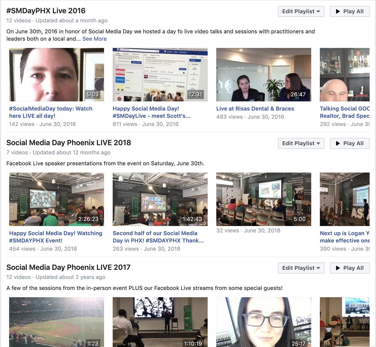 SMCPhoenix's tweet photo. #TBT to #SMdayPHX events from the past, and shoutout to everyone who attended and especially all of our incredible, kind sponsors!

There's a bunch of #SMday videos on our FB page from the last 3 years... https://t.co/2xEl1QDIg8 https://t.co/cuJoJ51myZ