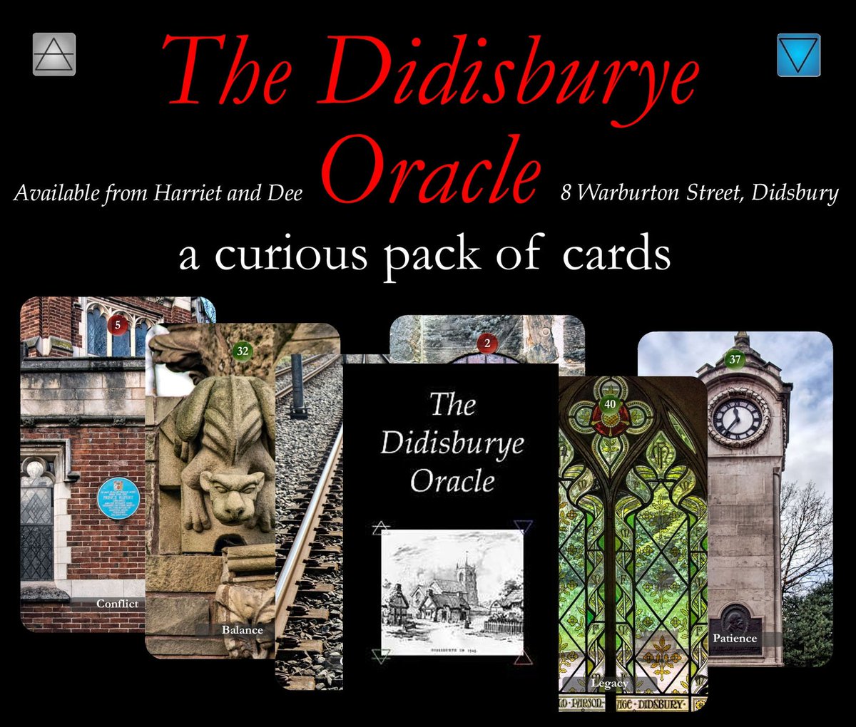 photolandscape1's tweet photo. @EverymanGallery @DidsArtsFest Tomorrow @HarrietAndDee Warburton Street, Didsbury 2:00pm-4:00pm - The Didisburye Oracle Cards, demonstrations, readings and fun. Art meets folklore, Fletcher Moss, mythology and the future.....are you curious? #oracle #Tarotcards #art #manchester https://t.co/LxDDgRDEoB
