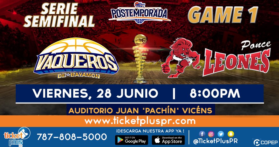 ticketpluspr's tweet photo. 🏀🎟¡CORRE y compra tu taquilla GENERAL para el 1er partido entre @LeonesPonceBSN y los Vaqueros!
💻 https://t.co/nWryf3g3Al
#TicketPlusPR https://t.co/G9vbRCzDJH