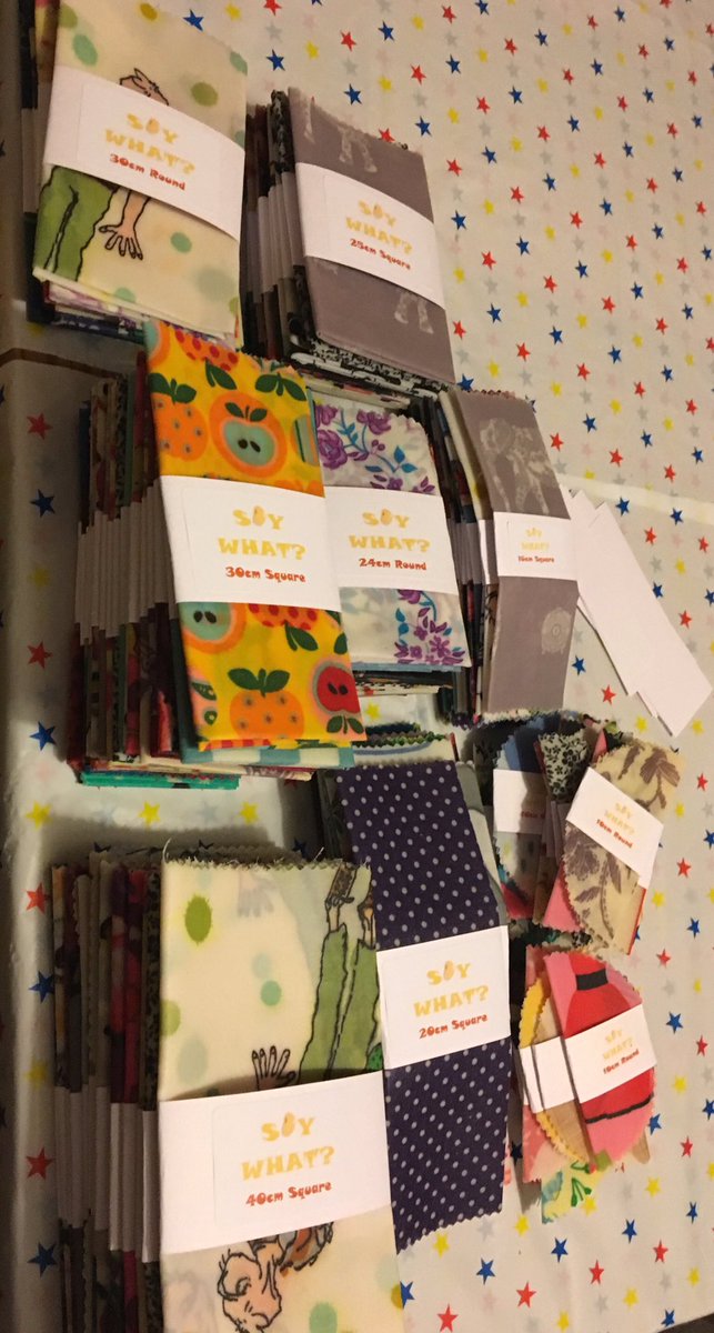 soy_what's tweet photo. Stacks of #waxwraps for the @UniLeedsStaff Staff Festival tomorrow! Come and find us in the Refectory from 1pm 😃 https://t.co/KqSYptcZEj