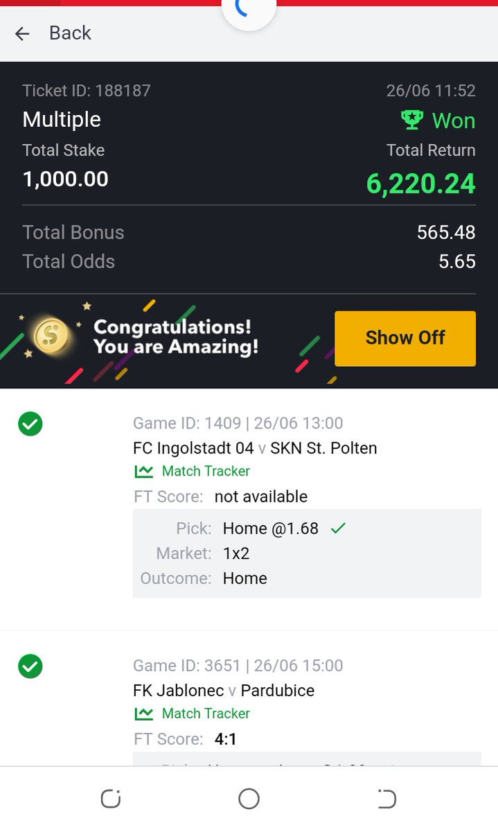 3Obvious's tweet image. Yesterday winning.
Join us and be part of it.
We give you 5+odd after win you pay.
t.me/joinchat/AAAAA…