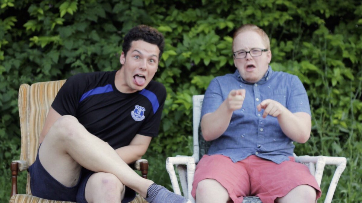 ShakespeareOTL's tweet photo. We filmed our first cast interview during last night’s rehearsal! Here we’ve got Speed (@ExtraJosePylons) and Launce (@McMullinNoah) talking about comedy within Shakespeare. #TwoGentlemenofVerona https://t.co/s4XUm9MoXm