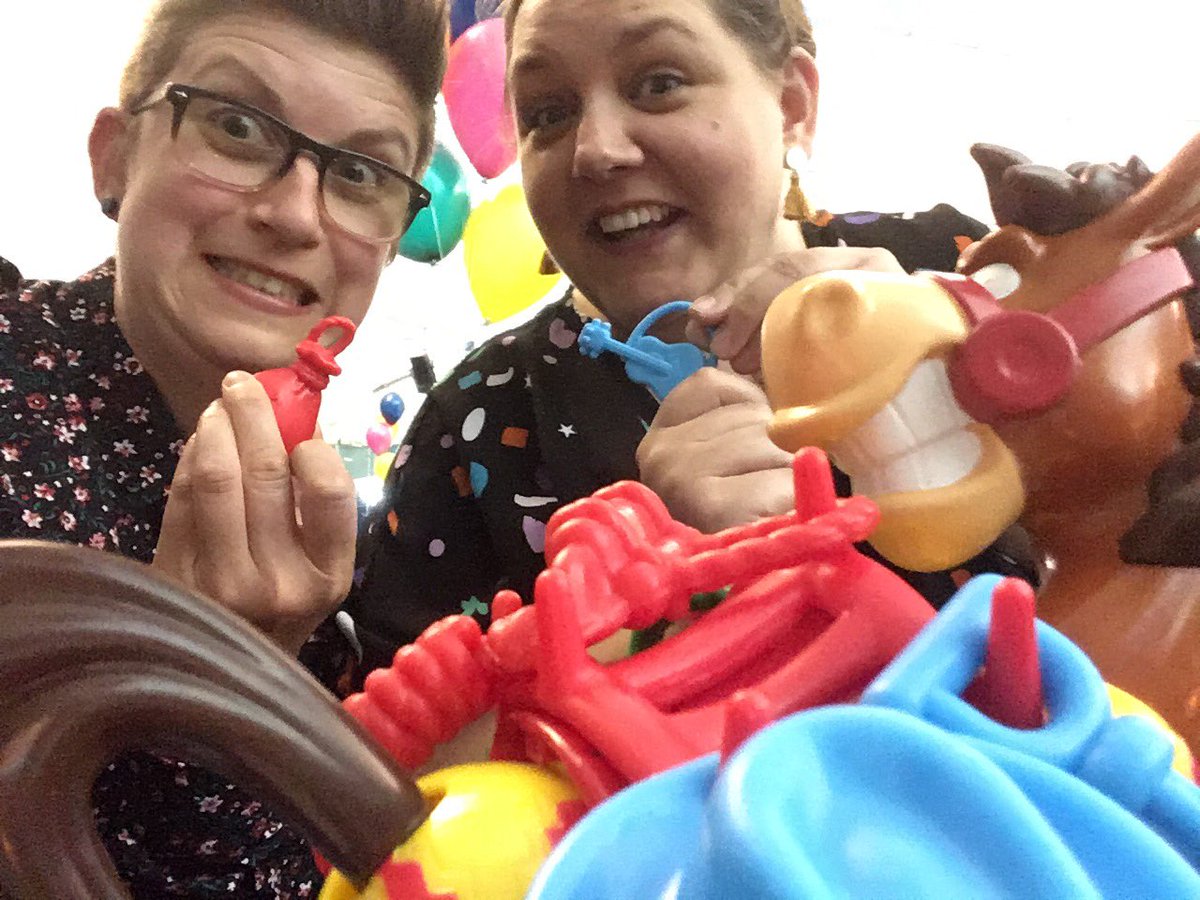 DebsStorey's tweet photo. Balloons and Buckaroo - I feel like a kid again! What a fantastic finish to a super day of learning @ContentEdLive #ContentEd19 https://t.co/aww5cxH71c