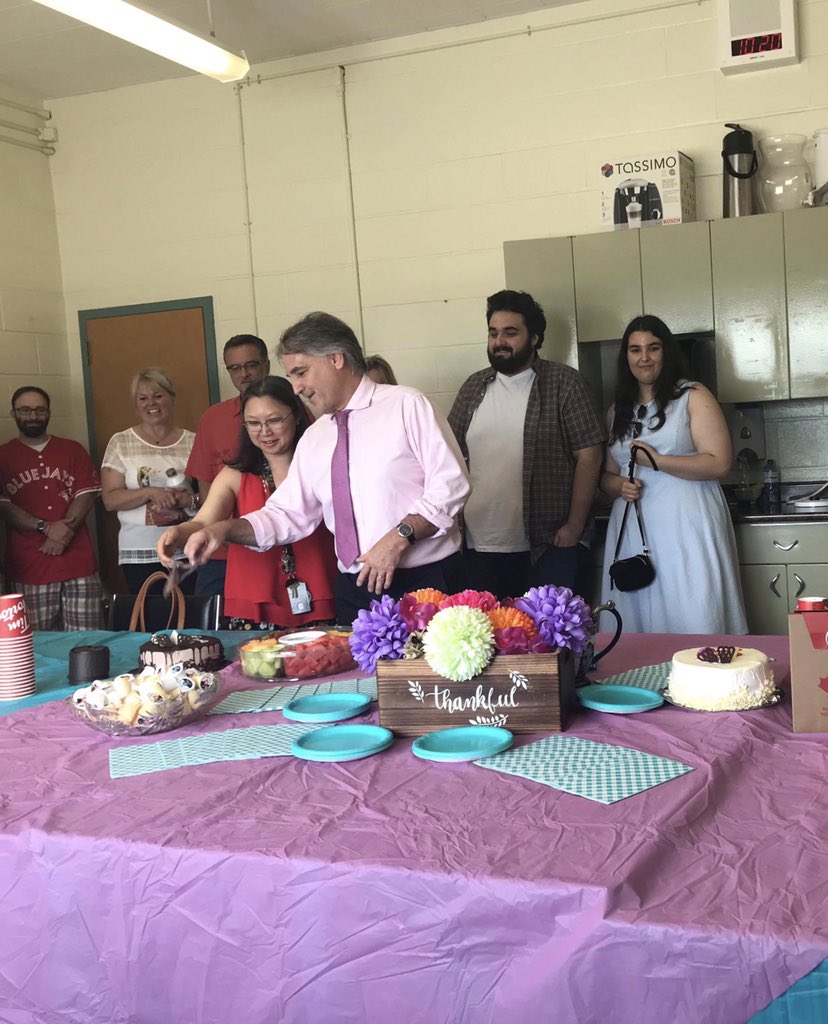 stbarbara_tcdsb's tweet photo. Celebrating our staff who are moving on to new adventures in September! Mr. Sidsworth, enjoy retirement! @smdporres_tcdsb we’re entrusting you to take good care of our @Ms_M_Chu #webelong #tcdsb #onceabobcatalwaysabobcat https://t.co/uopVnTFXOl