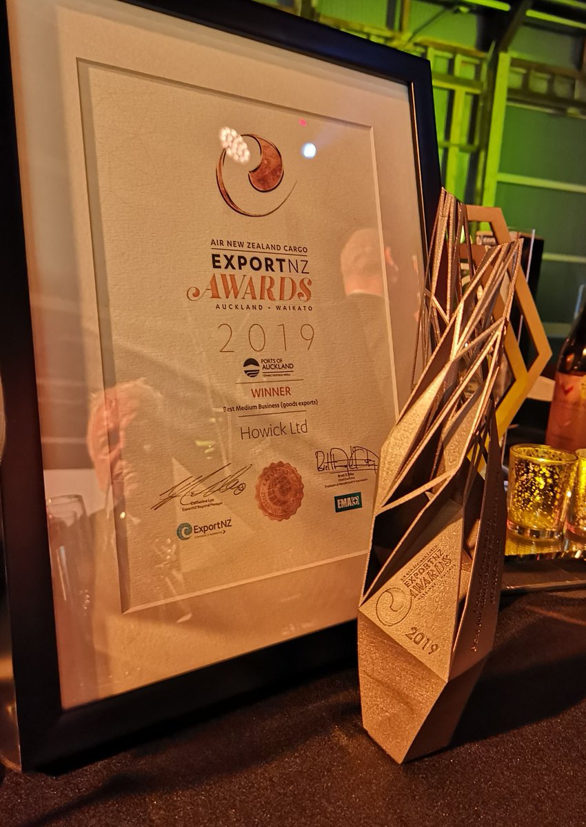 TwentyCX's tweet photo. #Congratulations to our amazing clients @HowickLTD for winning Best Goods Exporter (Medium Business) at the @ExportNZ_AKL awards last night. https://t.co/9tiBUFsU4f