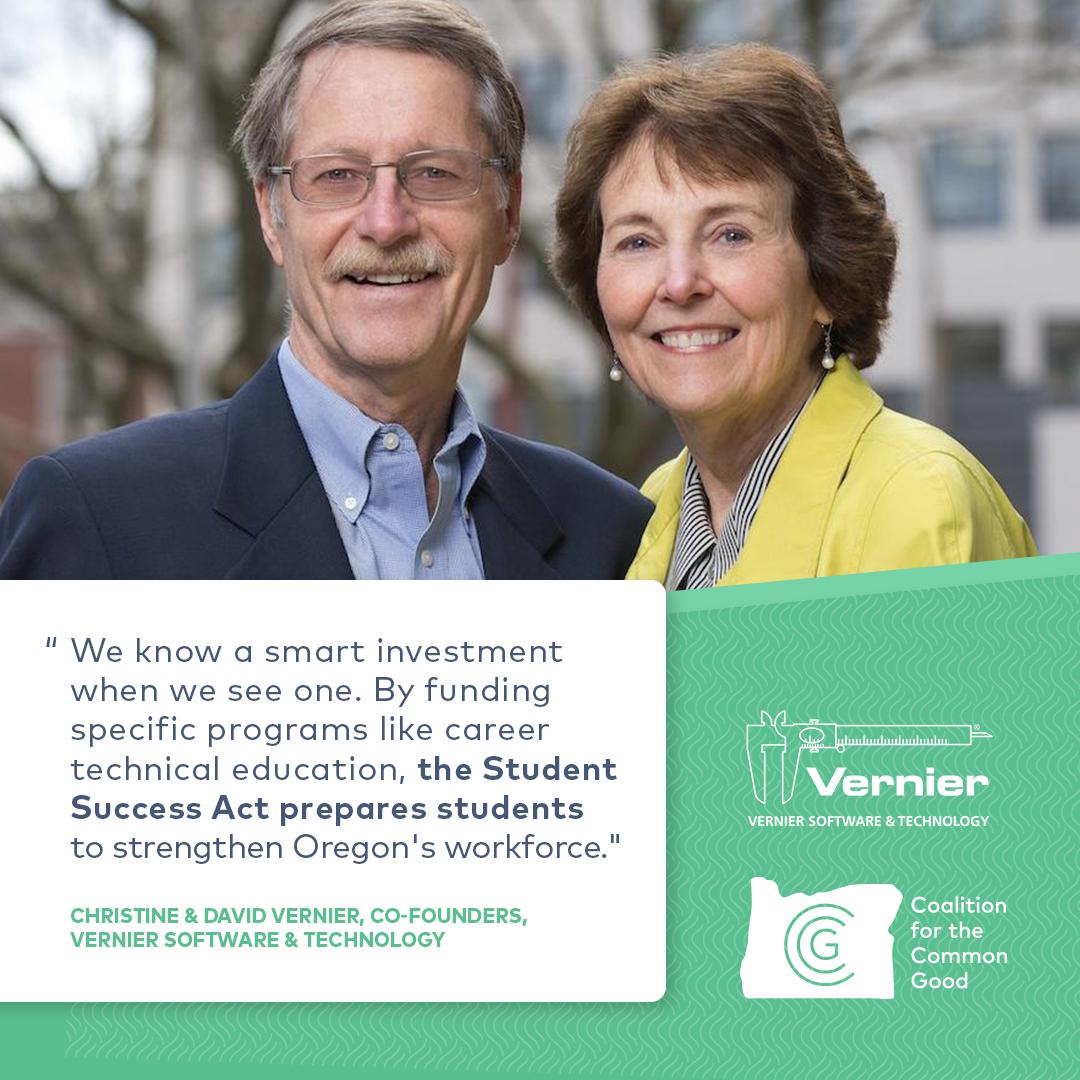 When Oregon's students thrive, we all thrive. That's why Christine and David and <a href="/VernierST/">Vernier Science Education</a> support the Student Success Act. #orpol #orleg