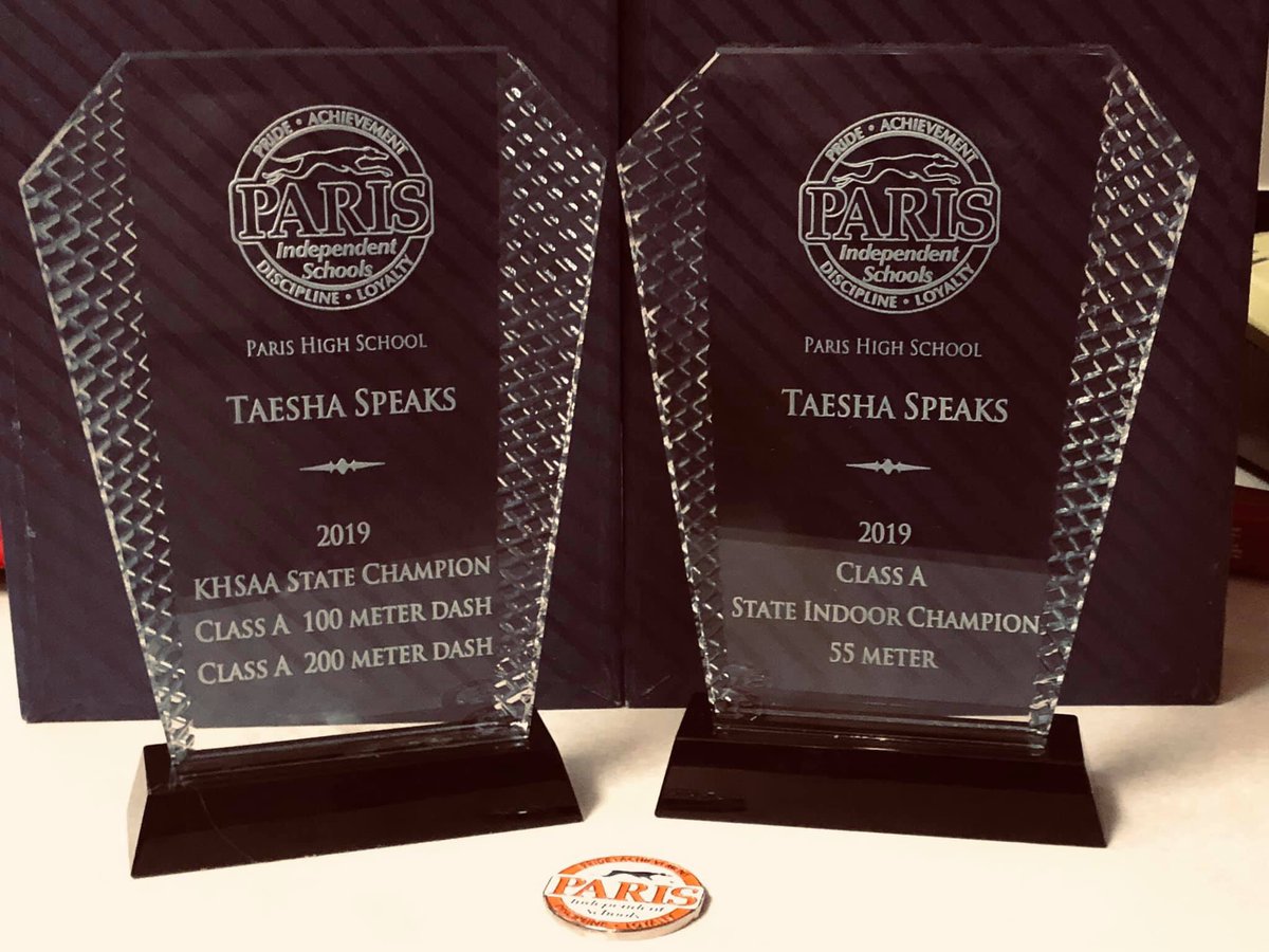 Paris Board of Education presented these to Taesha for her accomplishments this season at State in track! 🥇💪🏾👌🏾