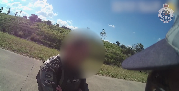 QldPolice's tweet photo. With school holidays starting tomorrow, police want to remind motorists of the Fatal Five. A motorcyclist was caught speeding at 180km/hr in a 60km/hr zone. See the footage here: https://t.co/OWcPrvVyjO #OperationColdSnap https://t.co/7LE9wxKNkq