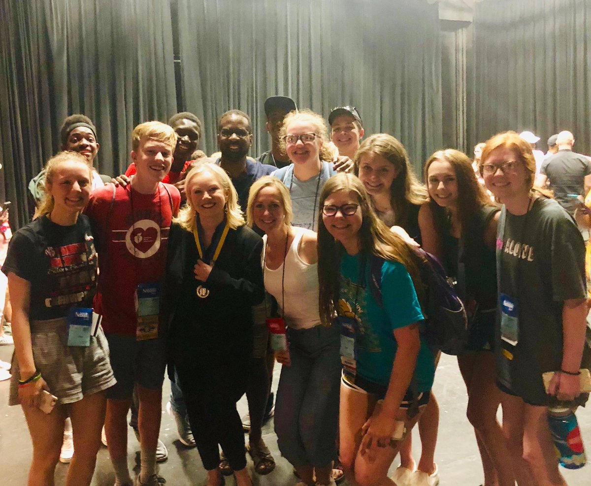 TomKook5's tweet photo. Our kids had the privilege of meeting the team responsible for Wednesday night’s incredible performance of The Scottsboro Boys today at the talk back. Such a rich discussion about diversity and awareness in our society today. Thank you to all who helped put that on. #ThesFest19 https://t.co/noma2tmz16