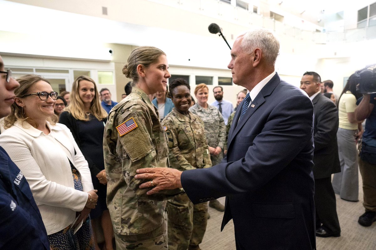 VP45's tweet image. Honored to be with @SenDanSullivan &amp;amp; @Sen_JoeManchin at @WRBethesda today as we come together to mark National #PTSDAwarenessDay. If you or a loved one are serving in our military or are a veteran &amp;amp; need help please call 1-800-273-8255. God Bless our Troops and their caregivers!