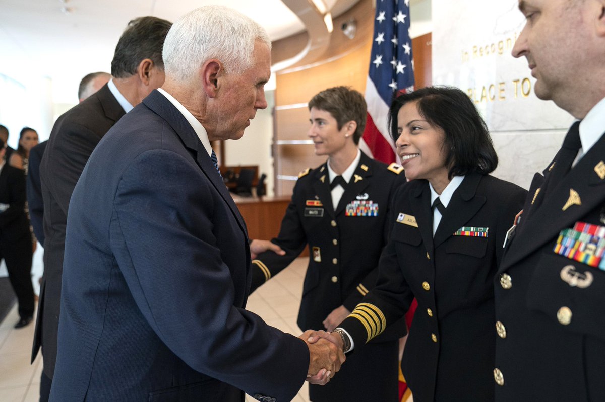 VP45's tweet image. Honored to be with @SenDanSullivan &amp;amp; @Sen_JoeManchin at @WRBethesda today as we come together to mark National #PTSDAwarenessDay. If you or a loved one are serving in our military or are a veteran &amp;amp; need help please call 1-800-273-8255. God Bless our Troops and their caregivers!