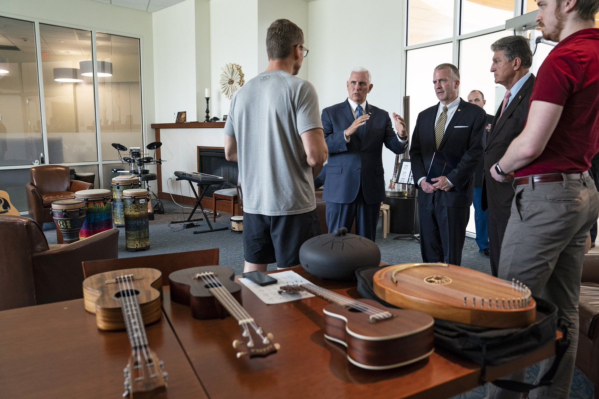 VP45's tweet image. Honored to be with @SenDanSullivan &amp;amp; @Sen_JoeManchin at @WRBethesda today as we come together to mark National #PTSDAwarenessDay. If you or a loved one are serving in our military or are a veteran &amp;amp; need help please call 1-800-273-8255. God Bless our Troops and their caregivers!