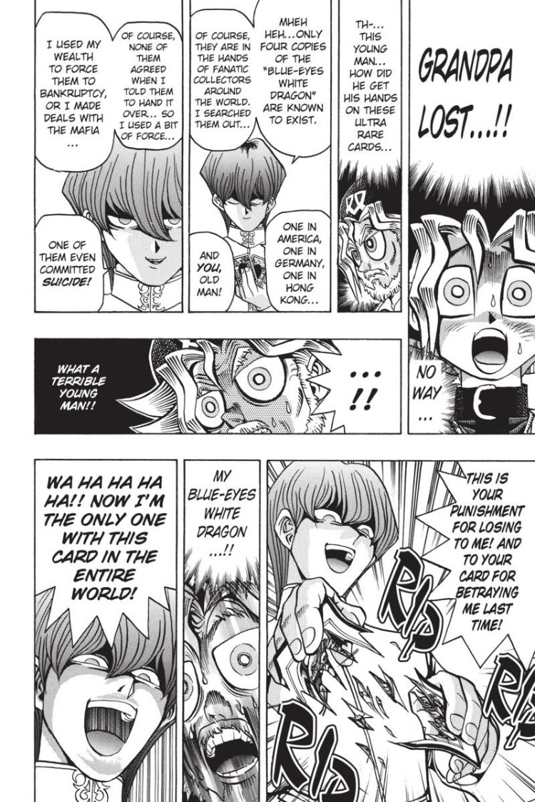Really just wanted to make note of how Kaiba caused someone to commit suicide. Over a trading card.