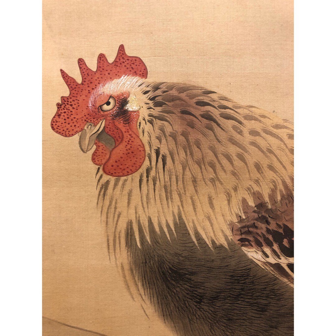 長澤芦雪 鶏図(部分) 絹本 江戸時代 18世紀 Nagasawa Rosetsu