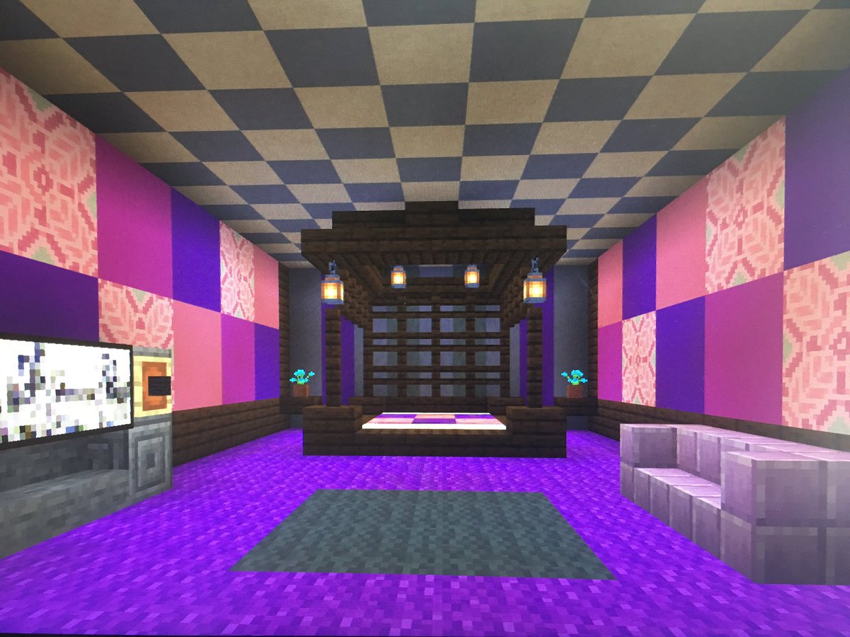 みあ マイクラ Pa Twitter 友達のワールドに自分のワールドよりごーじゃすなベッドルームを作った ﾆﾋ マイクラ Minecraft
