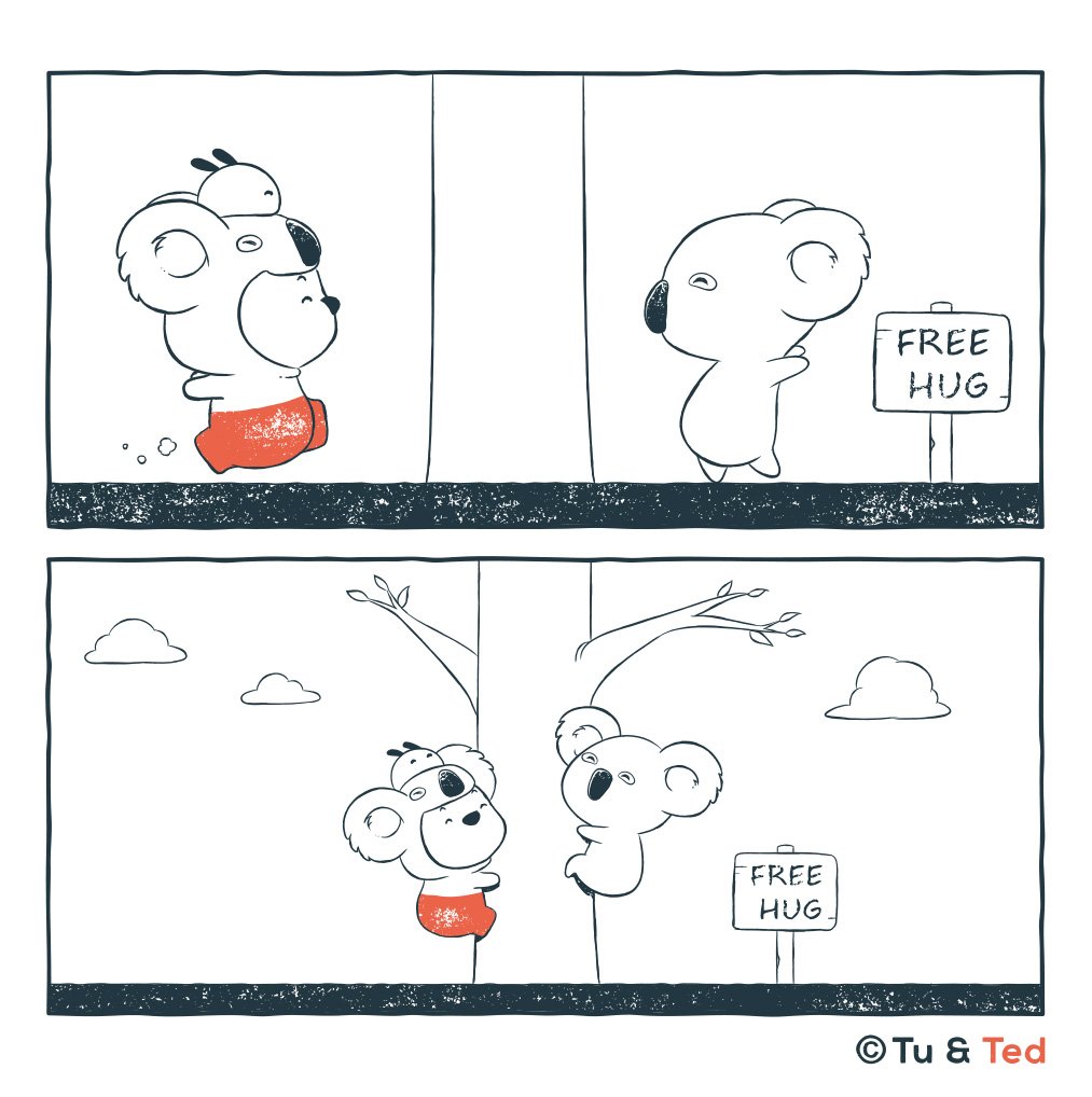 TuandTed's tweet photo. FREE HUGS 🐨
#tuandted #freehugs #hug #koala #indipendentcomics #webtoon #originalcomic #comicsketch #cute #comic #comicbooks #cartooning #drawdaily #fundrawing #9gag #comics #comicbites #drawingsofinstagram #comicstrip #comicstrips #漫畫 https://t.co/VucbjAjswv