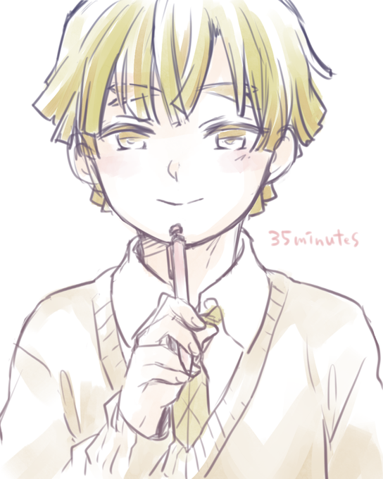 📛ちぃさんがTwitterに投稿した我妻善逸(鬼滅の刃)のイラスト。