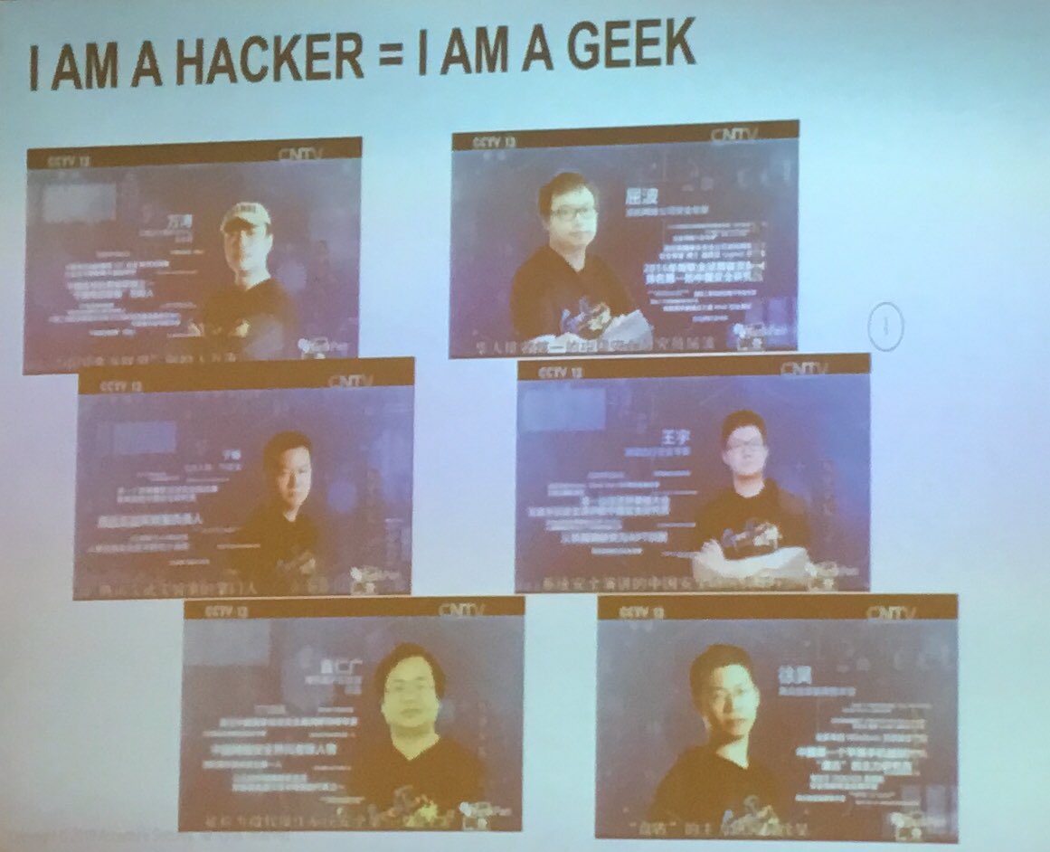 schneiderfa77's tweet photo. An overview by @mei8nelson on how #China's #hacker culture has become mainstreamed, e.g. through capitalist entrepreneurship, nationalist narratives, and state support. There's even a CCTV documentary now that celebrates hackers as successful geeks. #CIRC17 https://t.co/At54IjvcL8