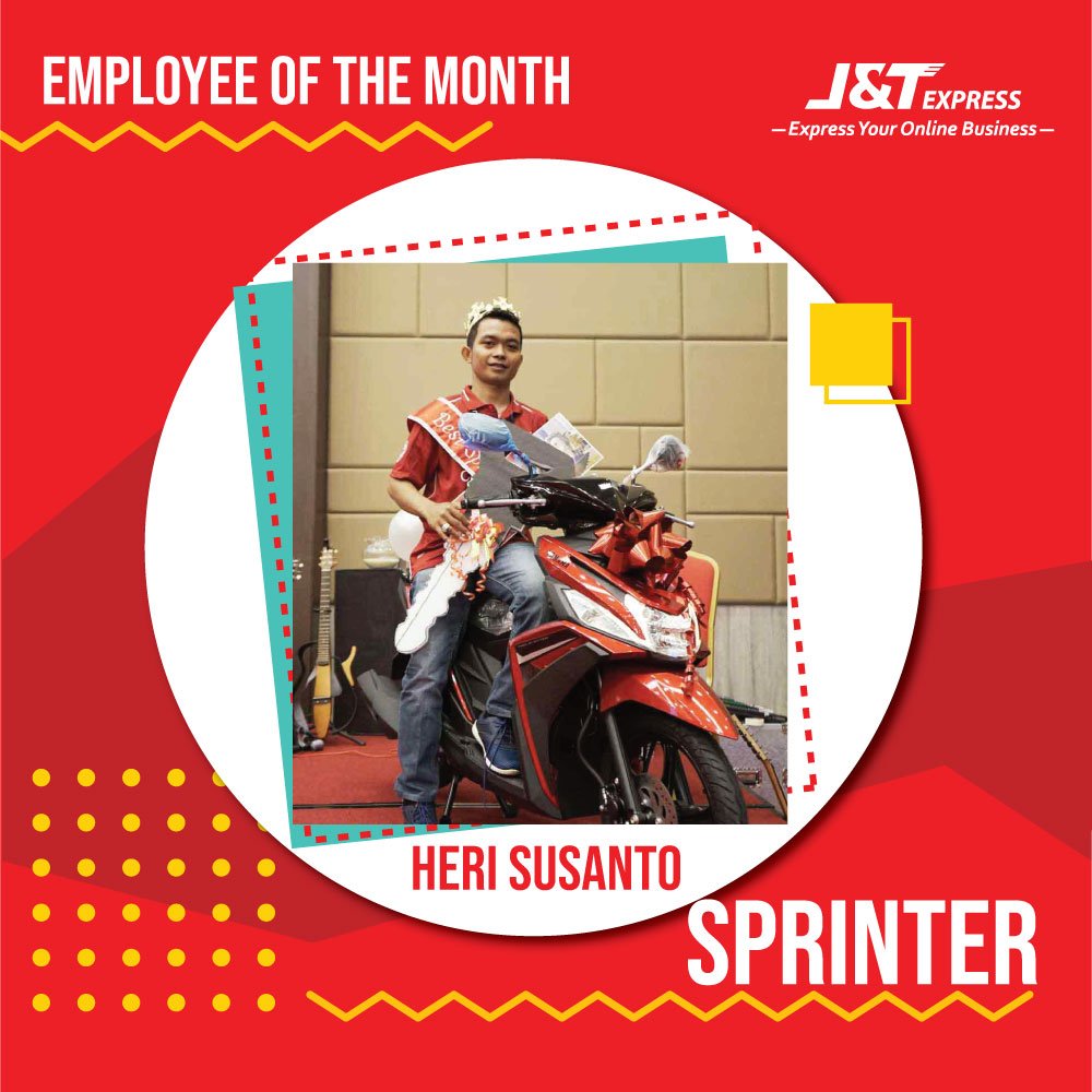 jntexpressid's tweet photo. Setiap tetes keringat yg jatuh karena kerja keras akan membuahkan hasil yang terbaik. Begitu yg dialami Heri Susanto. Berprofesi sebagai sprinter J&amp;T Express area Bogor.

Yuk simak lengkapnya di https://t.co/le0HBOdYWU

#jntexpressid
#EmployeeOfTheMonth
#ExpressYourOnlineBusiness https://t.co/8v8lvejuU5