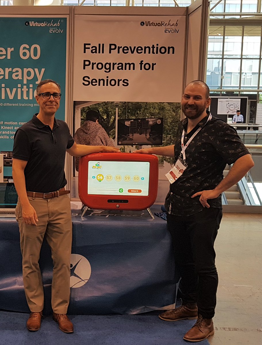 Virtualrehab_en's tweet photo. It was great to catch up with our amazing collaborator David Putrino from @PutrinoLab at #RehabWeek2019 and to look at our joint work in #fallprevention for older adults. We're looking forward to more collaborative projects with him in the near future. https://t.co/oqJRWvaowJ