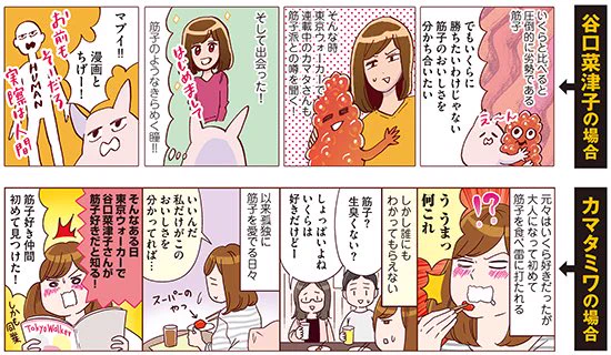 カマタさんと私の筋子漫画はこちらで読めます！
筋子レシピもあります。

【緊急企画】筋子愛がスゴすぎる！ カマタミワ×谷口菜津子の「どっちの筋子ショー!!」 | ダ・ヴィンチニュース  