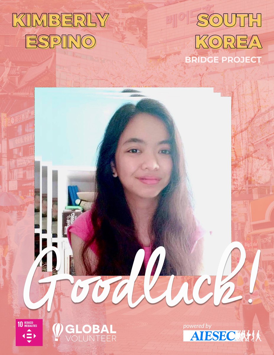 We wish the best of luck to Kimberly Espino &amp; Sherie Cabana! They'll be informing the local kids of South Korea on the importance of equality!

Curious and want to experience this too?
Visit, aiesec.org/global-volunte… to learn more!

#AIESEC 
#ADaringDiscovery
#GlobalVolunteer