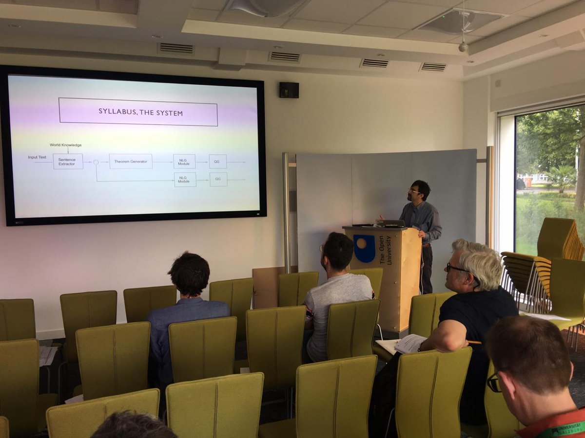 OU_CRC_PhD's tweet image. Second day!!!. We are kicking off talks for the day. First talk is by @UkIero and his topic is &quot;Deduction in Question Generation: A question generation system based on inference obtained with intermediate quantifiers&quot;  #Questiongeneration #Prolog #PhD #CRC OU