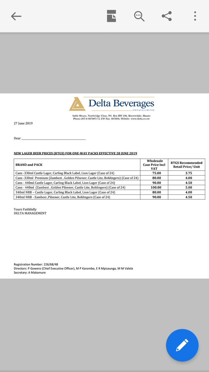 Delta Beverages Announces New Beer Prices