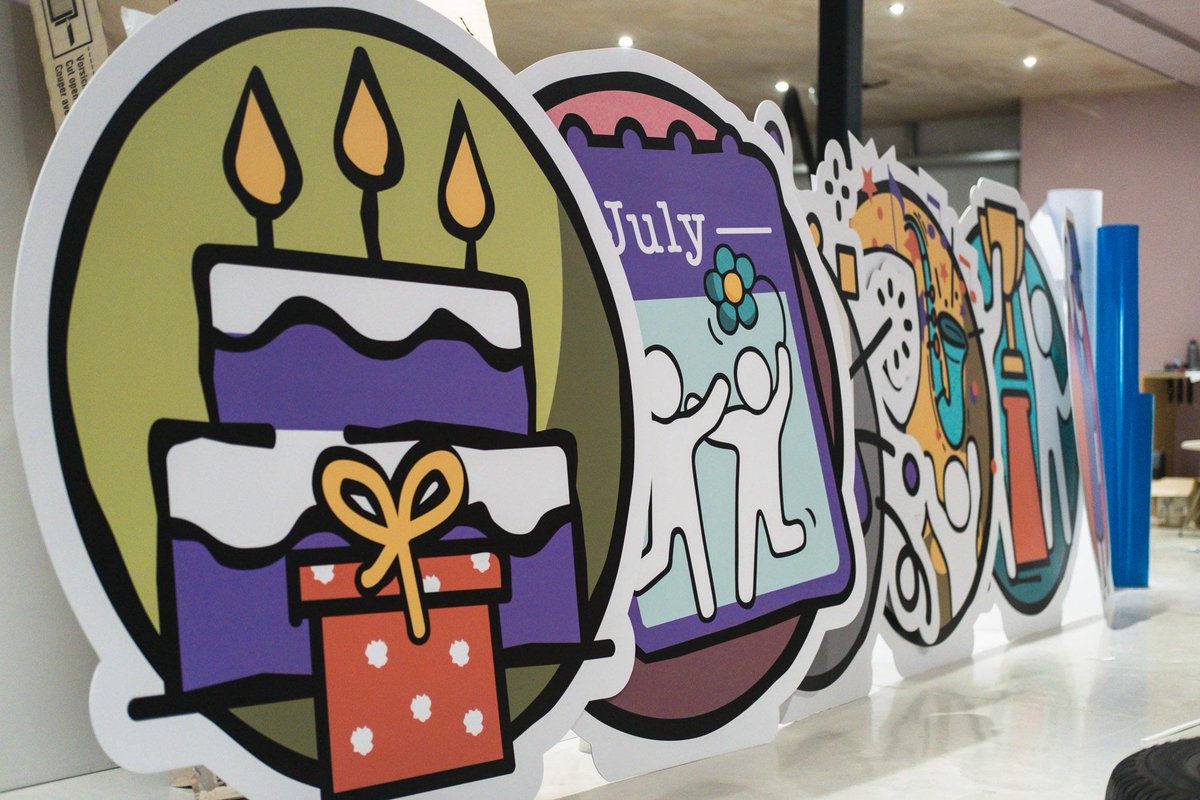 Some oversized emoji standees produced in-house and cut to shape with our flatbed routing technology. How fun are these! #exhibitions #displays #print #design