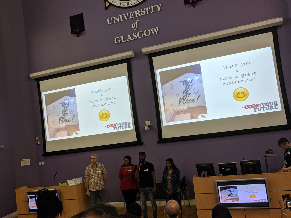 MartynaLDN's tweet photo. London @CodeYourFuture_ students talking about their experience! 🙌🏻
#UniversityOfGlasgow #CYFConference2019 https://t.co/tbiU5x1iDd