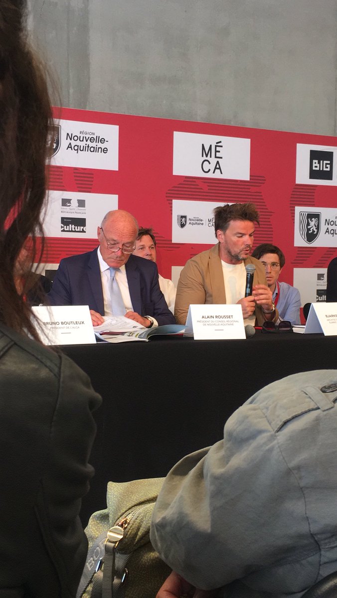 Inauguration de la #Méca en présence – notamment – d’<a href="/al_rousset/">Alain Rousset</a>, Président du Conseil Régional de Nouvelle-Aquitaine et de <a href="/BjarkeIngels/">BjarkeIngels</a>, architecte mandataire 🏛 @fracmeca