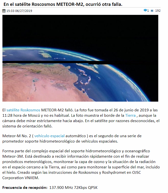 EMAVilladeMayo's tweet image. ⚠️ ORIENTAION FAILURE METEOR MN2

🇦🇷 lu9ddb@amsat.org.ar 
tiempoenvillademayo.com.ar