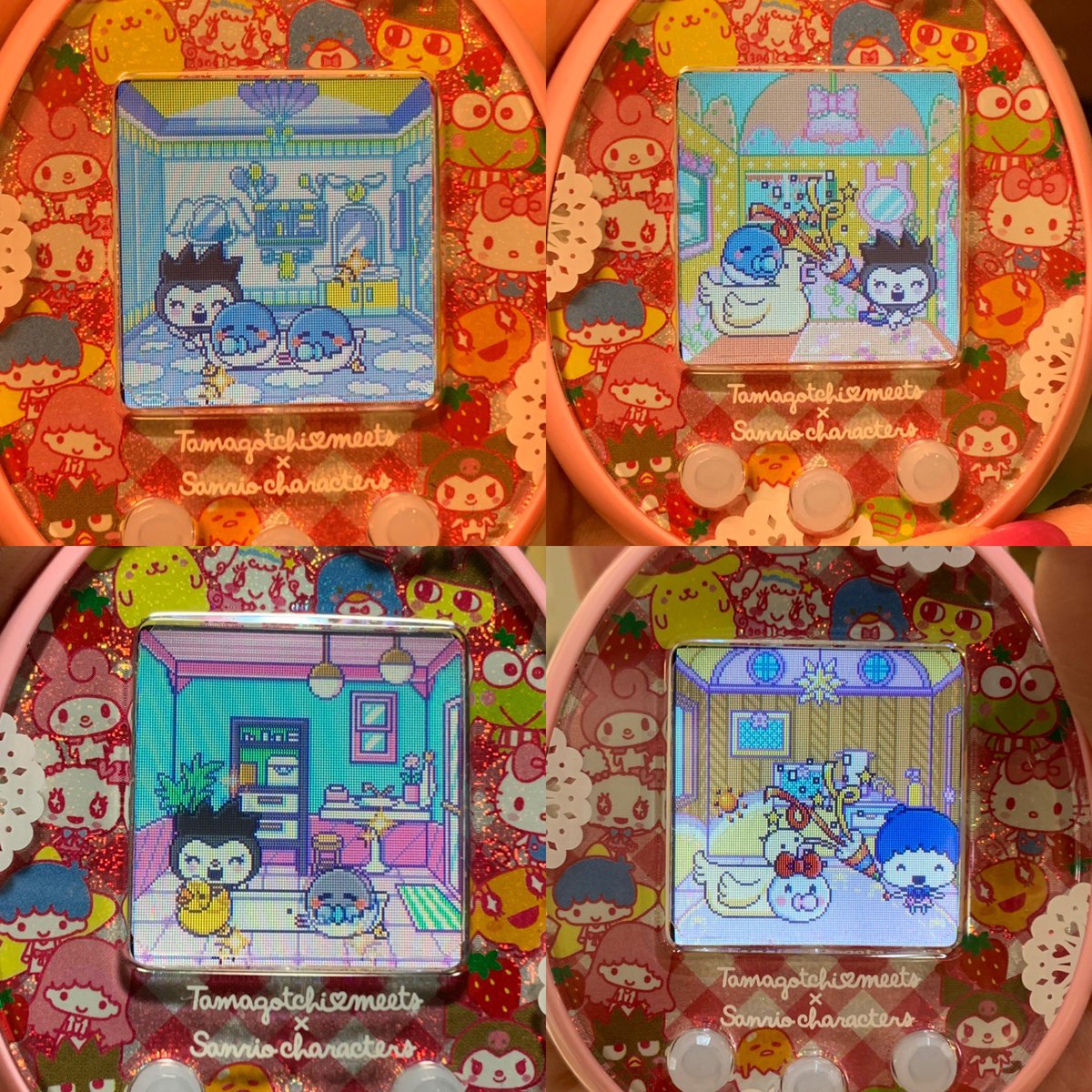 ぷにたろ サンリオみーつが幼児期のお風呂とトイレの内装が色々とパターンがある事に気づきました ここでもう反抗期の姿が決まってくるのかな たまごっち たまごっちみーつ サンリオみーつ