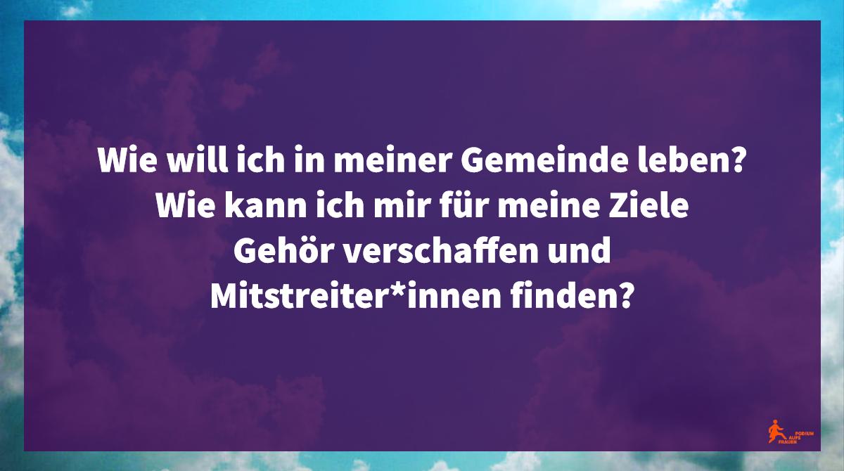 Das schöne Leben für alle - gestaltet in der Kommunalpolitik. 

Dafür haben wir einen Workshop entwickelt, der euch und Ihnen dabei hilft. Mehr Infos hier: frauenaufspodium.org/mehr-frauen-in…

#Kommunalpolitik #MehrFrauenindiePolitik #Brandenburg #Potsdam #Barnim #Brück