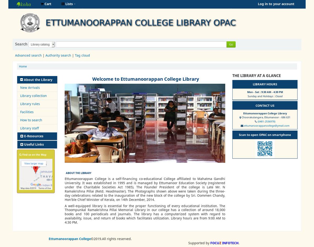 kohasupport's tweet photo. Successfully completed data migration from Soul 1.0 to Koha 19.05 ver.  Ettumanoorapan college Library automated with KOHA Library Management  software.
support@focuzinfotech.com or 9249500540
#kohasupport #focuzinfotech #koha #soul #ILS #datamigration #librarysoftware https://t.co/gioCGyE80G